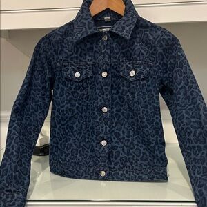 Michael Kors Kids Navy Leopard Jean Jacket